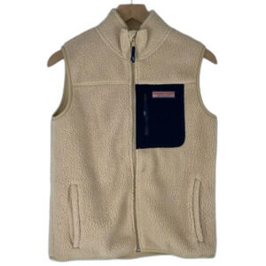 Vineyard Vines Fleece Outdoor Vest Ivory Size Large